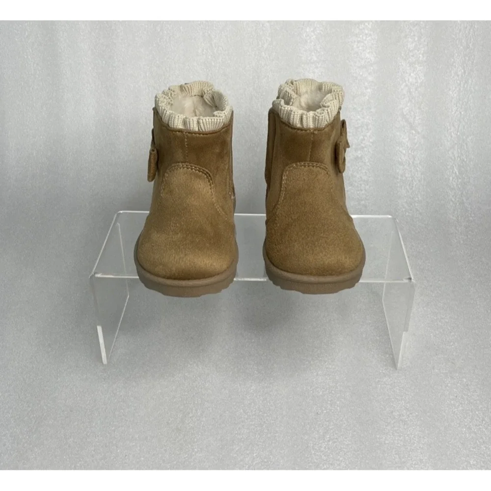 Wonder Nation Faux Suede Fur Brown Bow Shearling Boots Toddler Girls Size 6 NEW